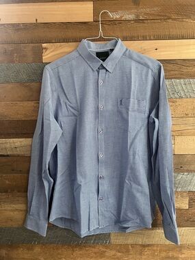 Men's Long-Sleeve Button-Up Shirt - Light Blue &Golf size L